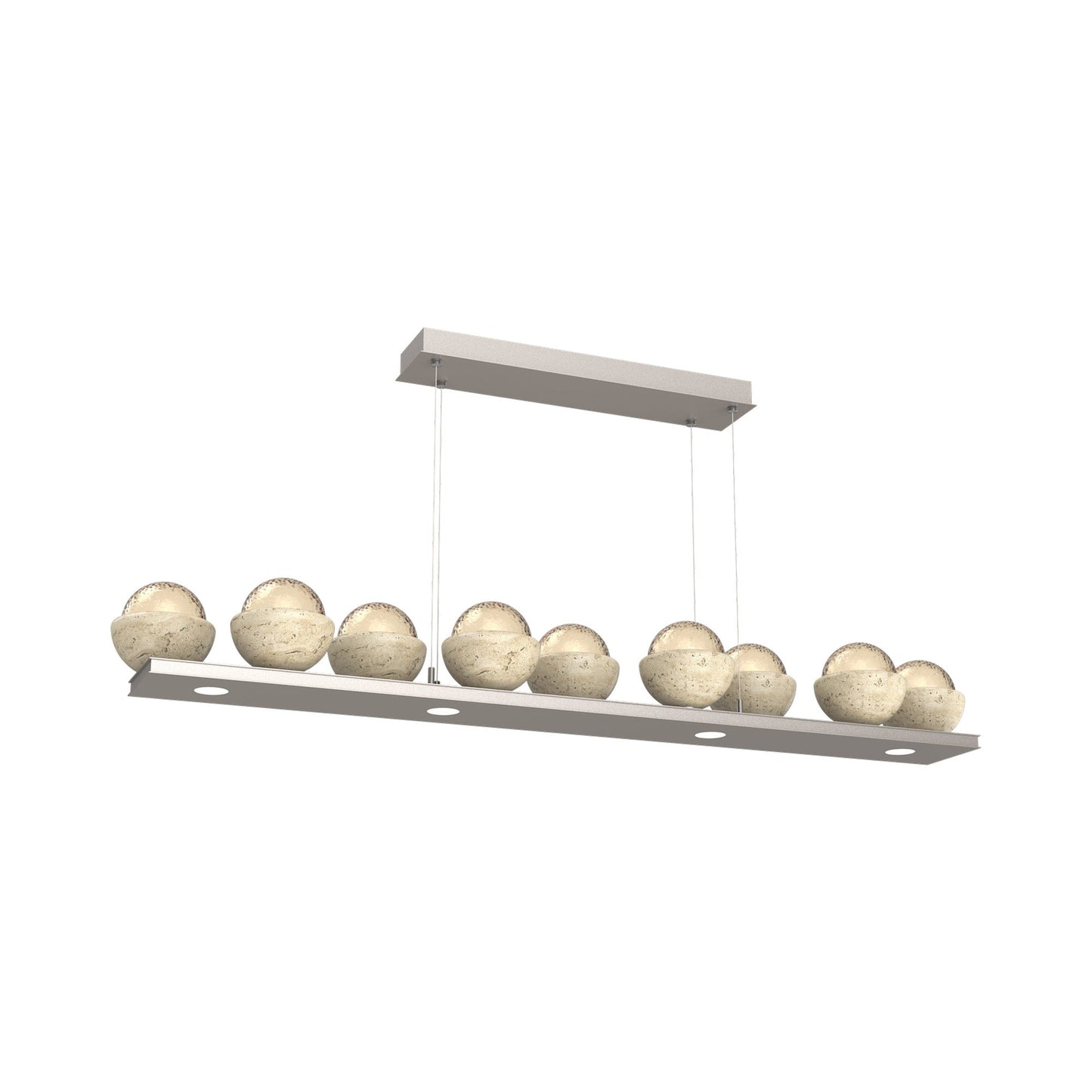 Cabochon Amber Linear LED Chandelier in Beige Silver/Travertine (58.8-Inch).