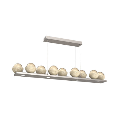 Cabochon Amber Linear LED Chandelier in Beige Silver/Travertine (58.8-Inch).