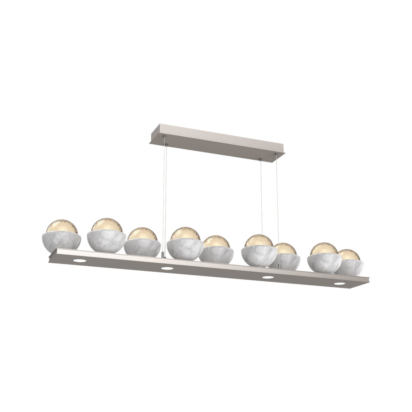 Cabochon Amber Linear LED Chandelier in Beige Silver/White Marble (58.8-Inch).
