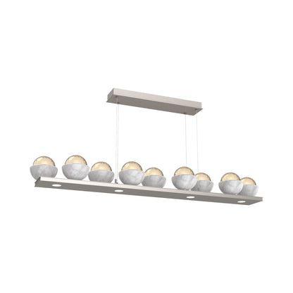 Cabochon Amber Linear LED Chandelier in Beige Silver/White Marble (58.8-Inch).