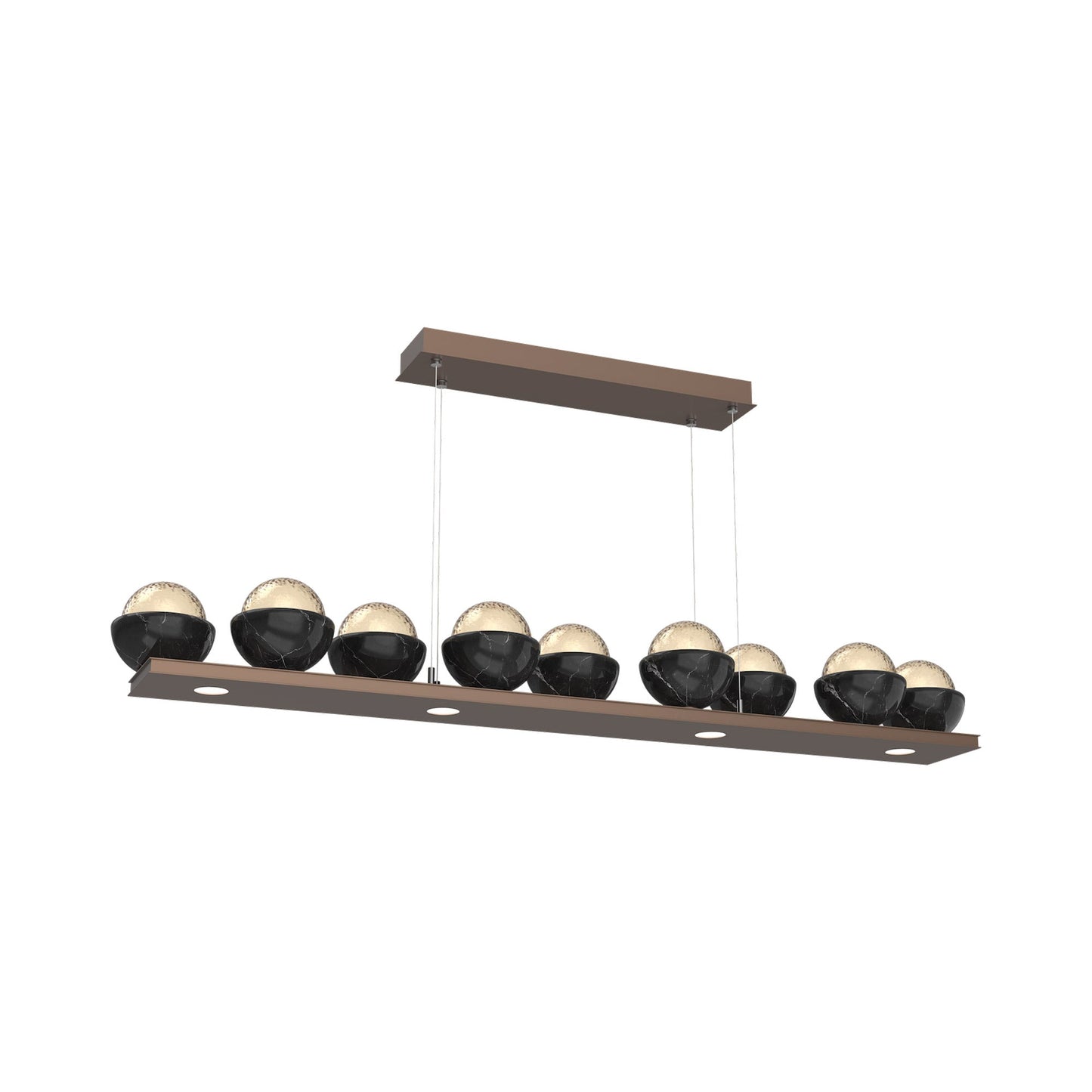 Cabochon Amber Linear LED Chandelier in Burnished Bronze/Black Marble (58.8-Inch).