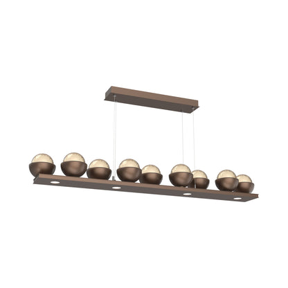 Cabochon Amber Linear LED Chandelier in Burnished Bronze/Matching Finish (58.8-Inch).
