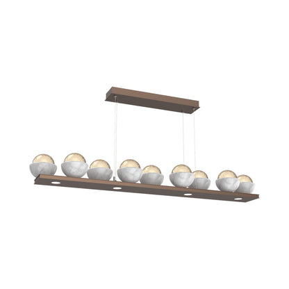 Cabochon Amber Linear LED Chandelier in Burnished Bronze/White Marble (58.8-Inch).