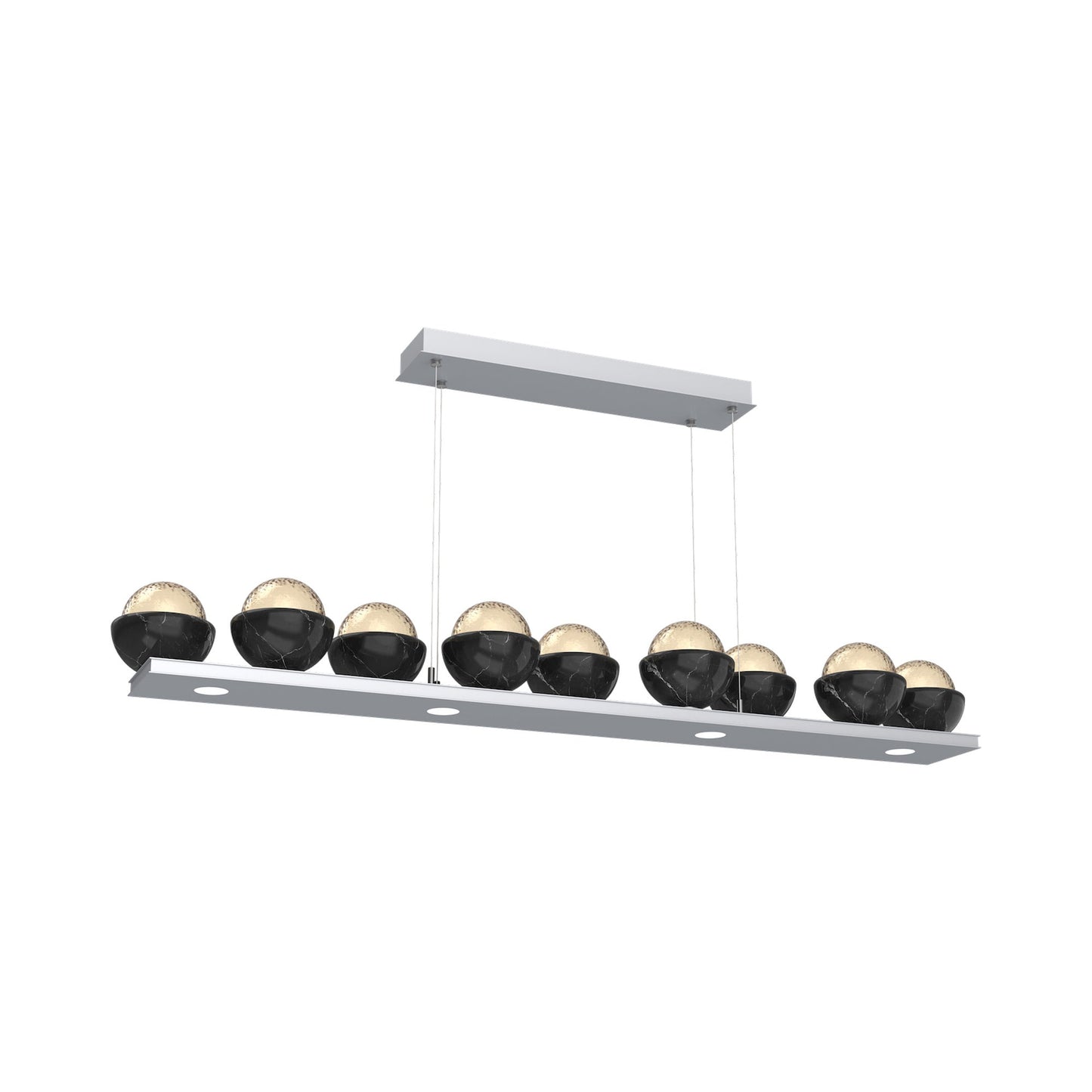 Cabochon Amber Linear LED Chandelier in Classic Silver/Black Marble (58.8-Inch).