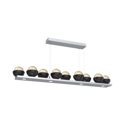 Cabochon Amber Linear LED Chandelier in Classic Silver/Black Marble (58.8-Inch).