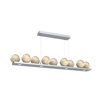 Cabochon Amber Linear LED Chandelier in Classic Silver/Travertine (58.8-Inch).