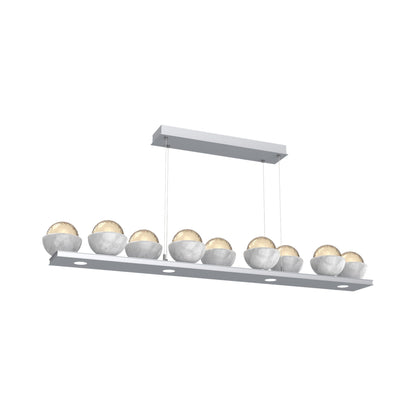 Cabochon Amber Linear LED Chandelier in Classic Silver/White Marble (58.8-Inch).
