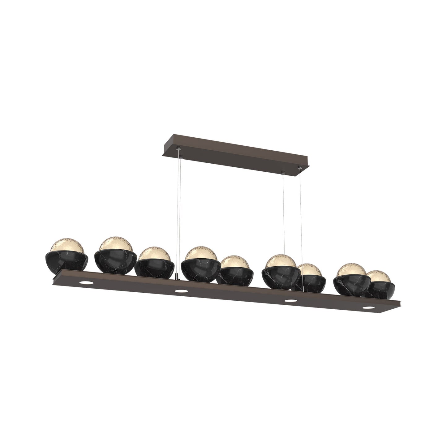 Cabochon Amber Linear LED Chandelier in Flat Bronze/Black Marble (58.8-Inch).