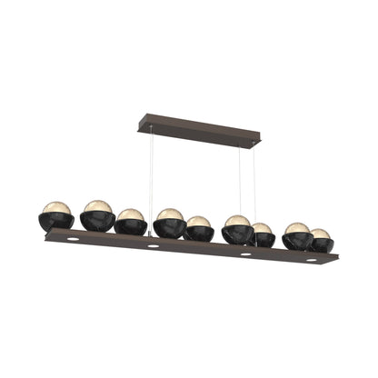 Cabochon Amber Linear LED Chandelier in Flat Bronze/Black Marble (58.8-Inch).