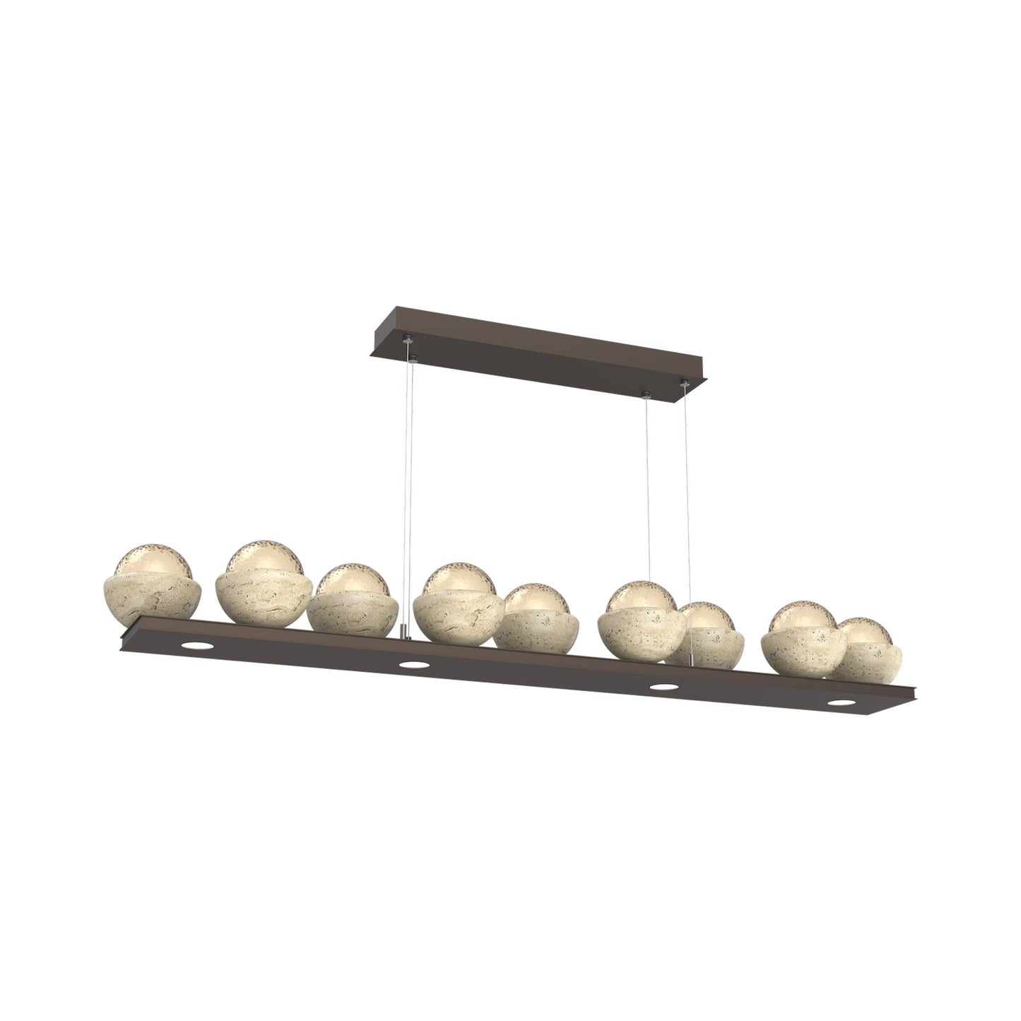 Cabochon Amber Linear LED Chandelier in Flat Bronze/Travertine (58.8-Inch).
