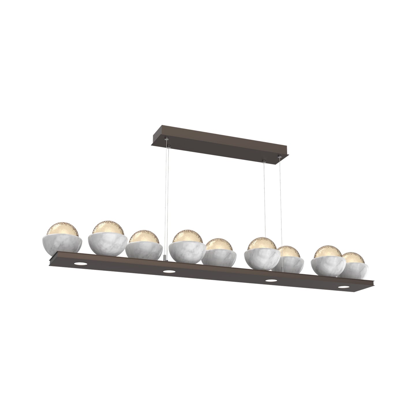 Cabochon Amber Linear LED Chandelier in Flat Bronze/White Marble (58.8-Inch).