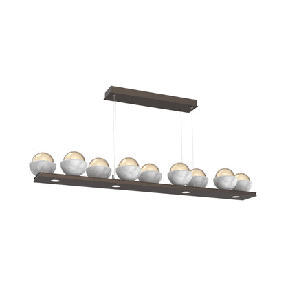 Cabochon Amber Linear LED Chandelier in Flat Bronze/White Marble (58.8-Inch).