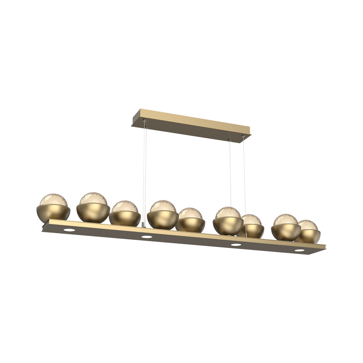 Cabochon Amber Linear LED Chandelier in Gilded Brass/Matching Finish (58.8-Inch).