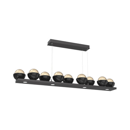 Cabochon Amber Linear LED Chandelier in Graphite/Black Marble (58.8-Inch).