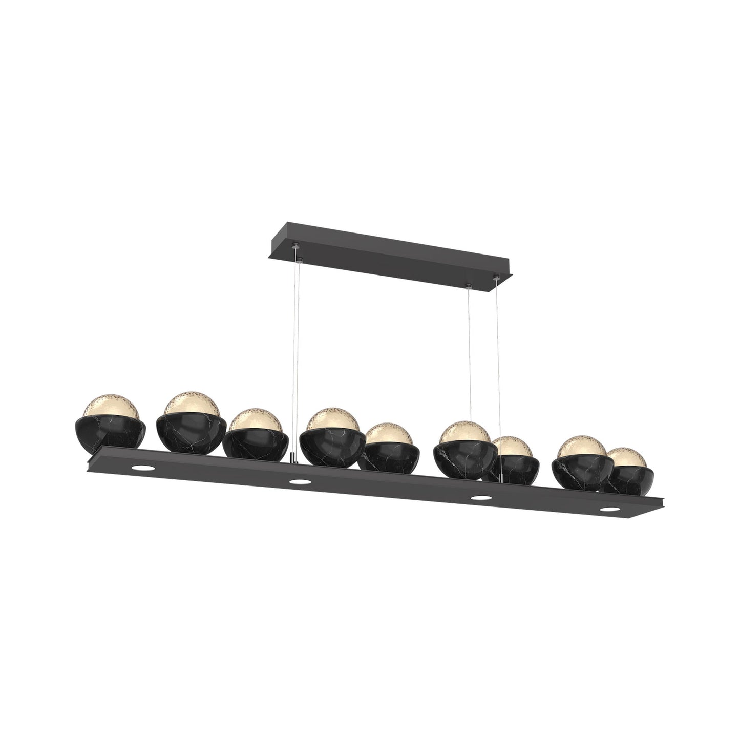 Cabochon Amber Linear LED Chandelier in Matte Black/Black Marble (58.8-Inch).