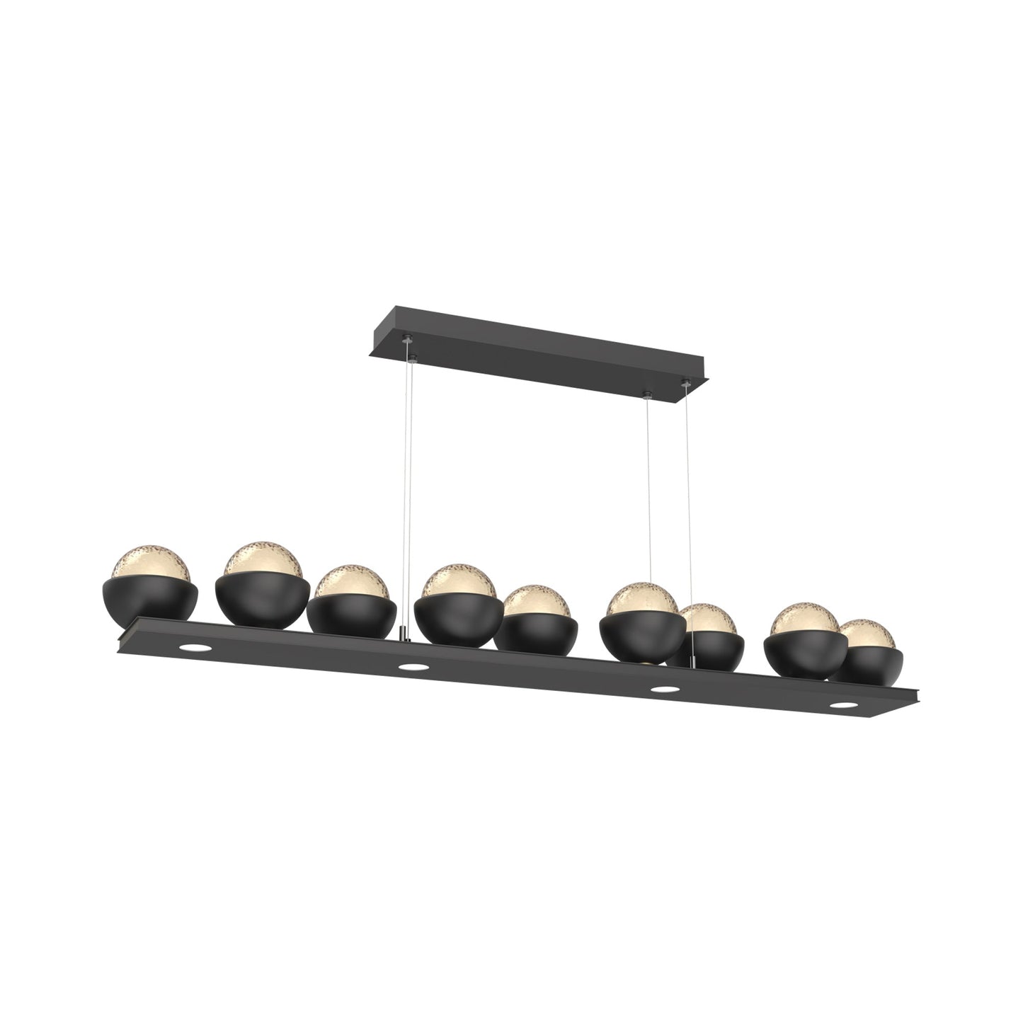 Cabochon Amber Linear LED Chandelier in Matte Black/Matching Finish (58.8-Inch).