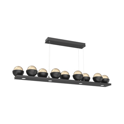Cabochon Amber Linear LED Chandelier in Matte Black/Matching Finish (58.8-Inch).