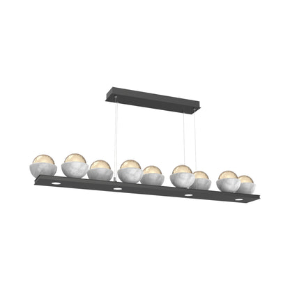 Cabochon Amber Linear LED Chandelier in Matte Black/White Marble (58.8-Inch).