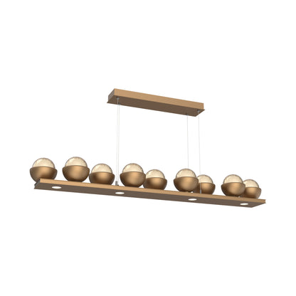Cabochon Amber Linear LED Chandelier in Novel Brass/Matching Finish (58.8-Inch).