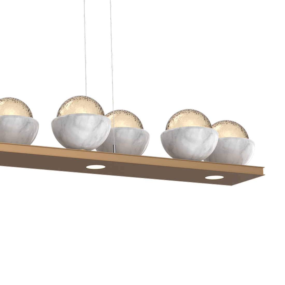 Cabochon Amber Linear LED Chandelier in Detail.