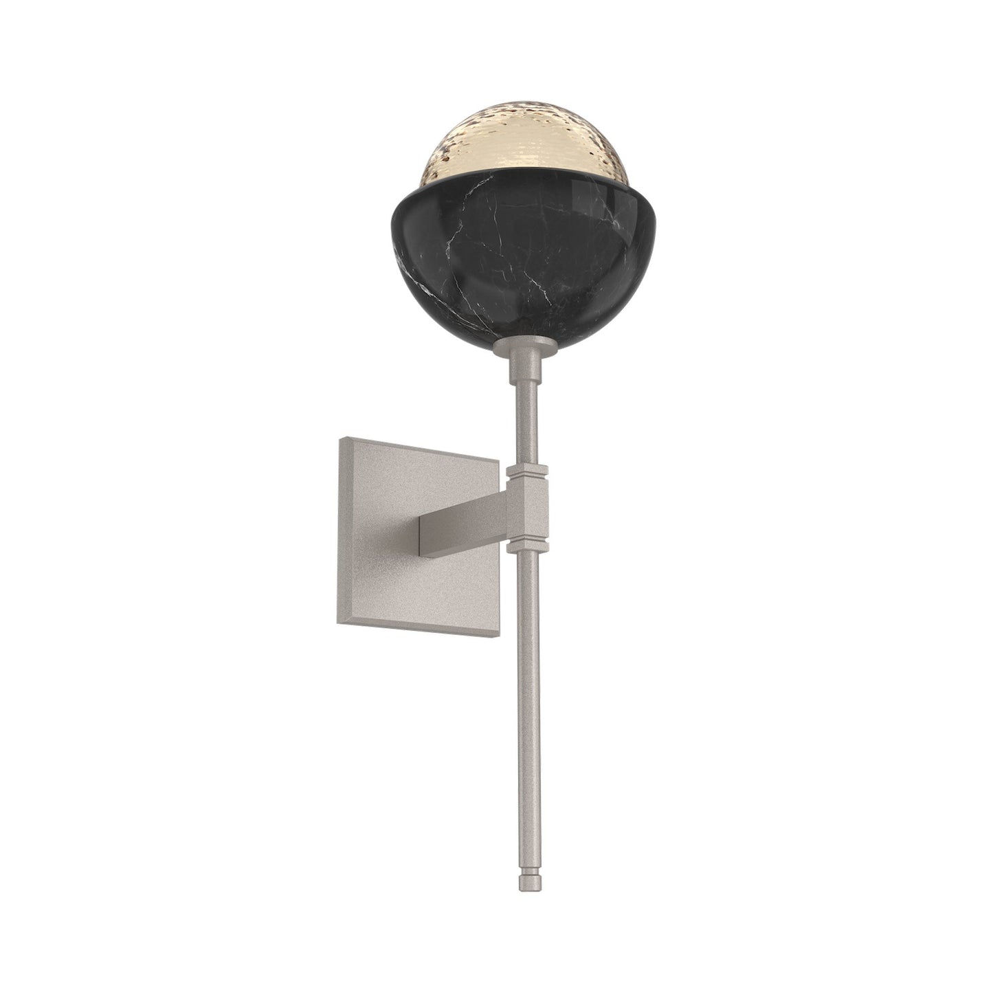 Cabochon Belvedere LED Wall Light in Beige Silver/Amber Blown Glass (Black Marble).