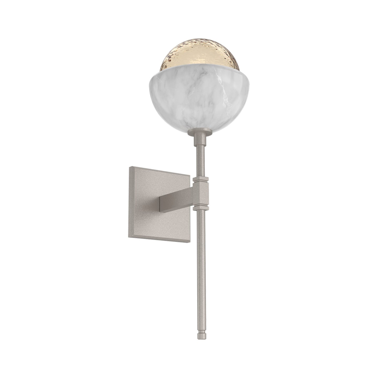 Cabochon Belvedere LED Wall Light in Beige Silver/Amber Blown Glass (White Marble).
