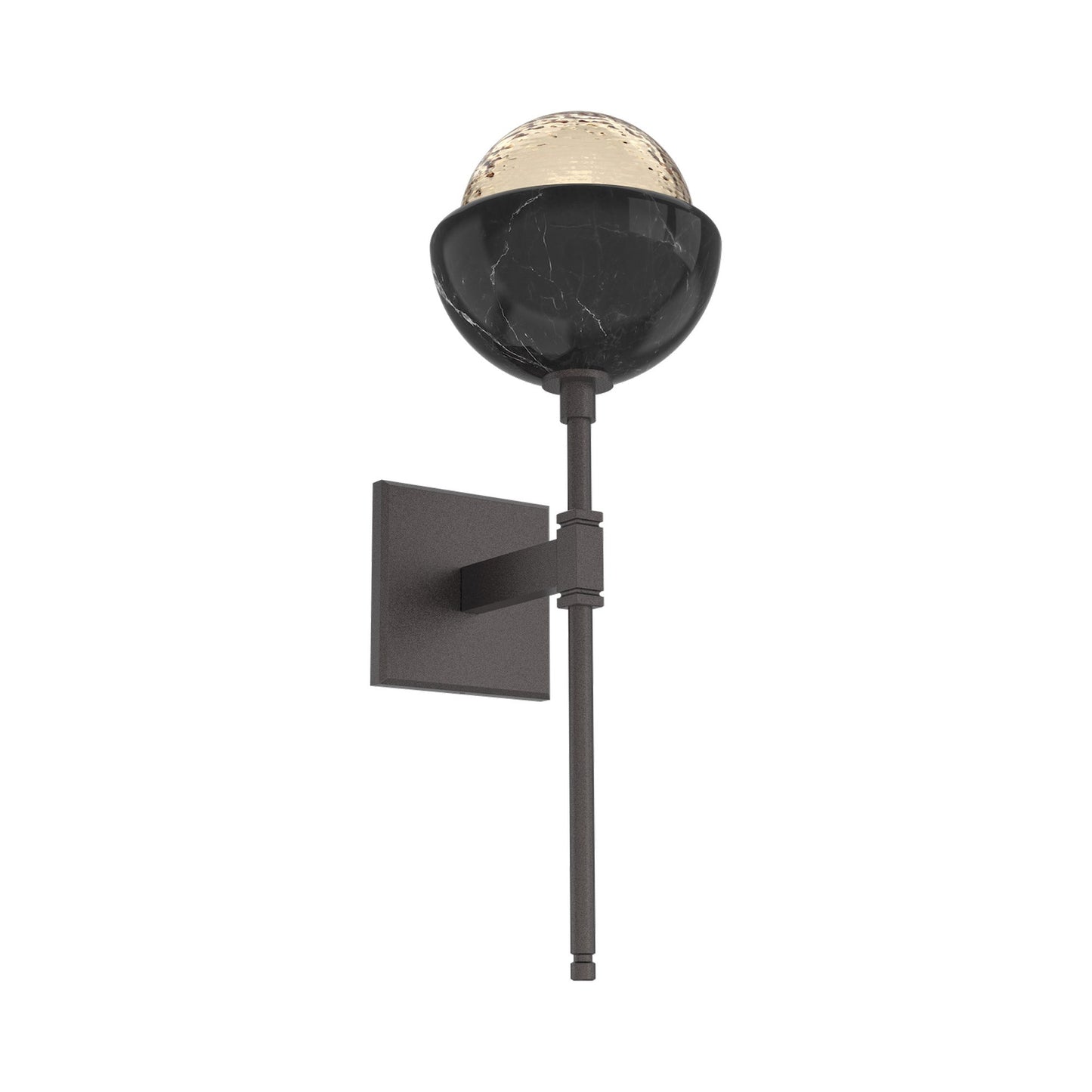 Cabochon Belvedere LED Wall Light in Graphite/Amber Blown Glass (Black Marble).