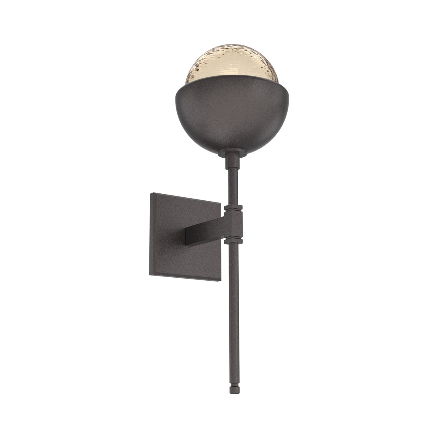 Cabochon Belvedere LED Wall Light in Graphite/Amber Blown Glass (Matching Finish).