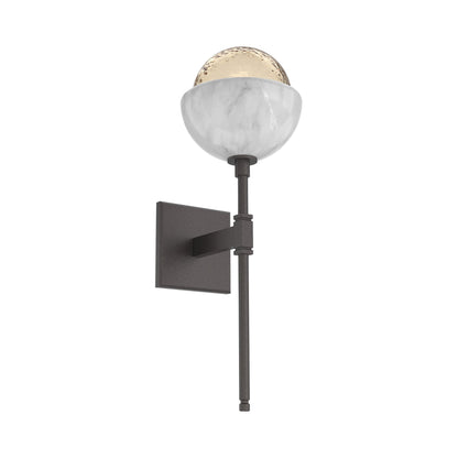 Cabochon Belvedere LED Wall Light in Graphite/Amber Blown Glass (White Marble).