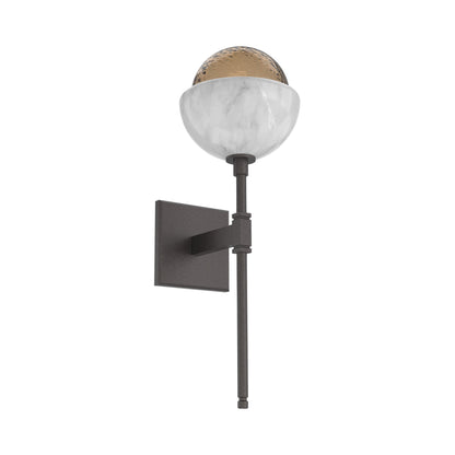 Cabochon Belvedere LED Wall Light in Graphite/Bronze Blown Glass (White Marble).