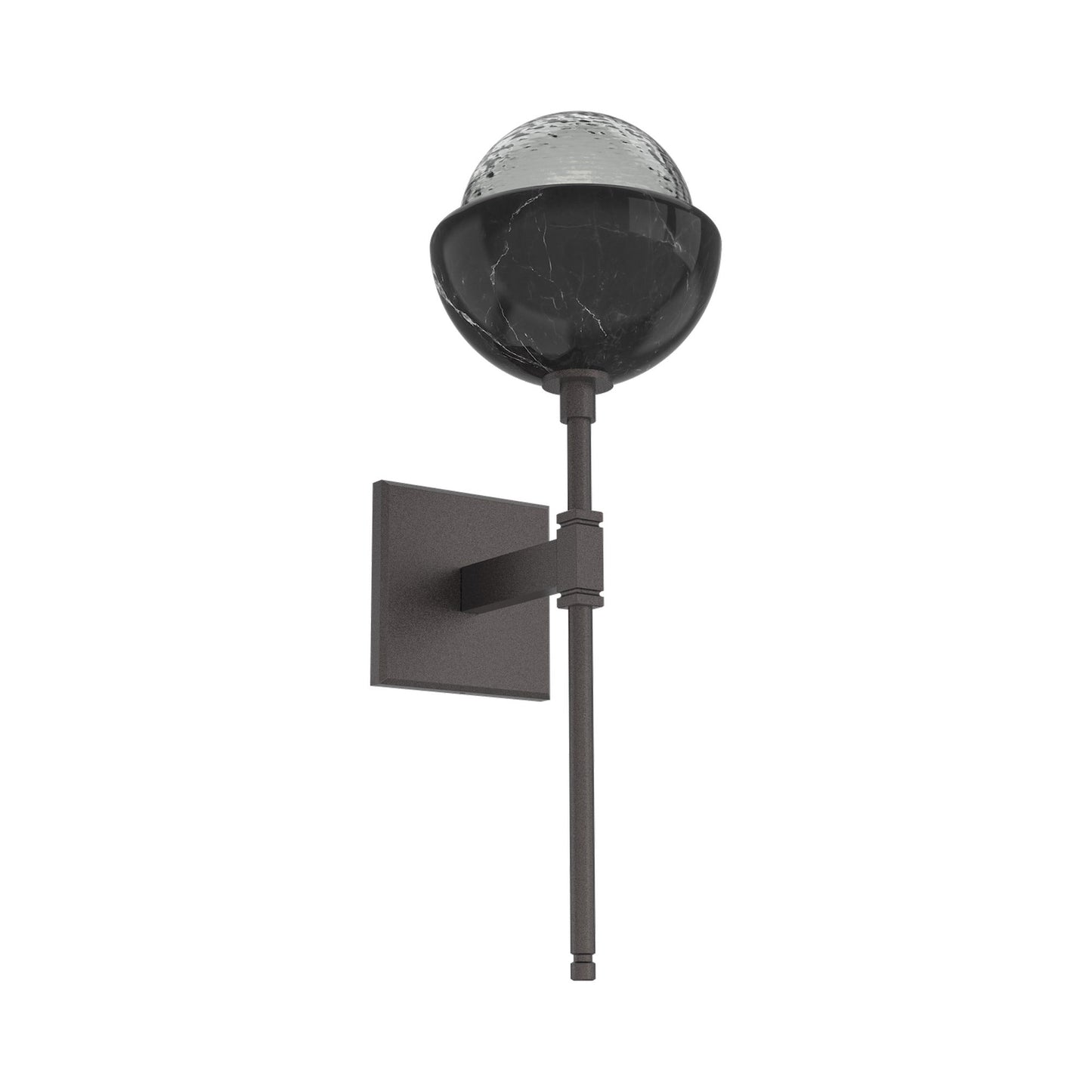Cabochon Belvedere LED Wall Light in Graphite/Smoke Blown Glass (Black Marble).