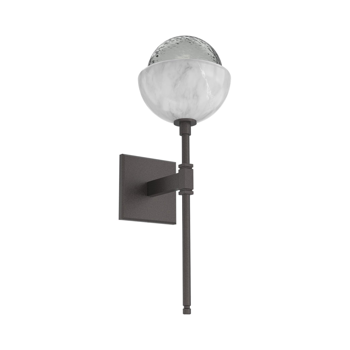 Cabochon Belvedere LED Wall Light in Graphite/Smoke Blown Glass (White Marble).