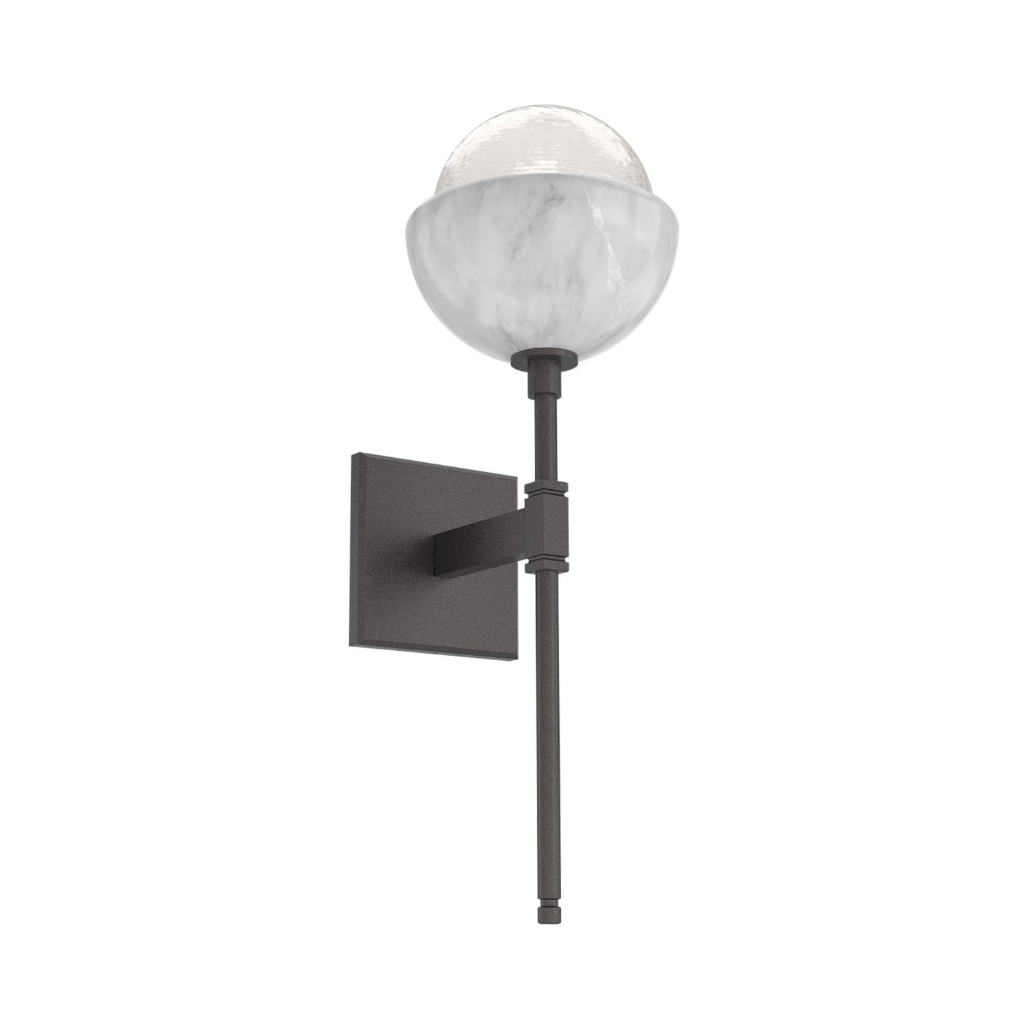 Cabochon Belvedere LED Wall Light in Graphite/White Blown Glass (White Marble).