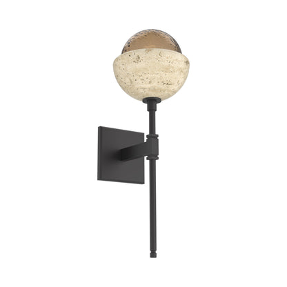 Cabochon Belvedere LED Wall Light in Matte Black/Bronze Blown Glass (Travertine).