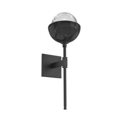 Cabochon Belvedere LED Wall Light in Matte Black/Clear Blown Glass (Black Marble).