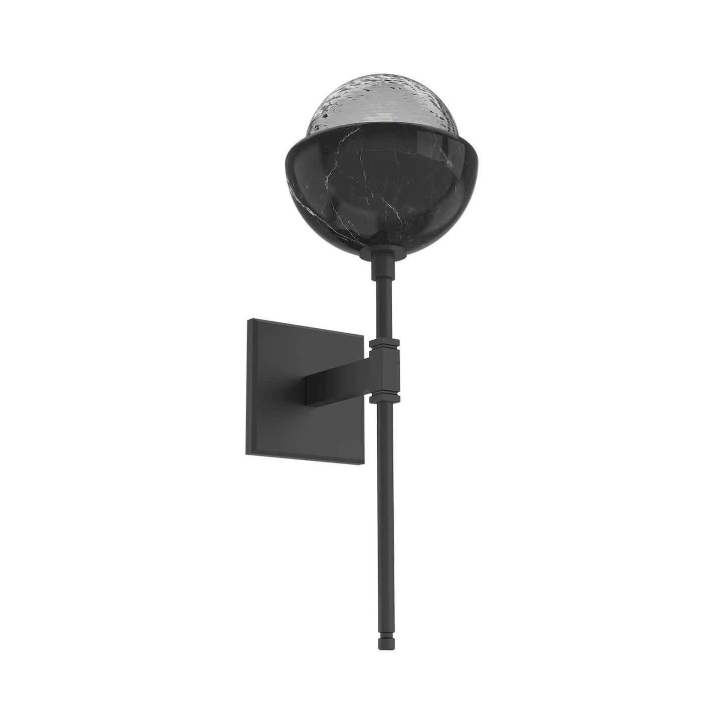 Cabochon Belvedere LED Wall Light in Matte Black/Smoke Blown Glass (Black Marble).