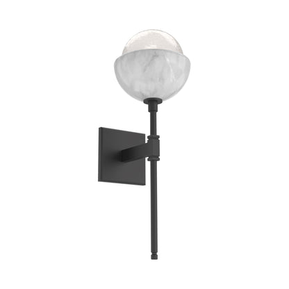 Cabochon Belvedere LED Wall Light in Matte Black/White Blown Glass (White Marble).