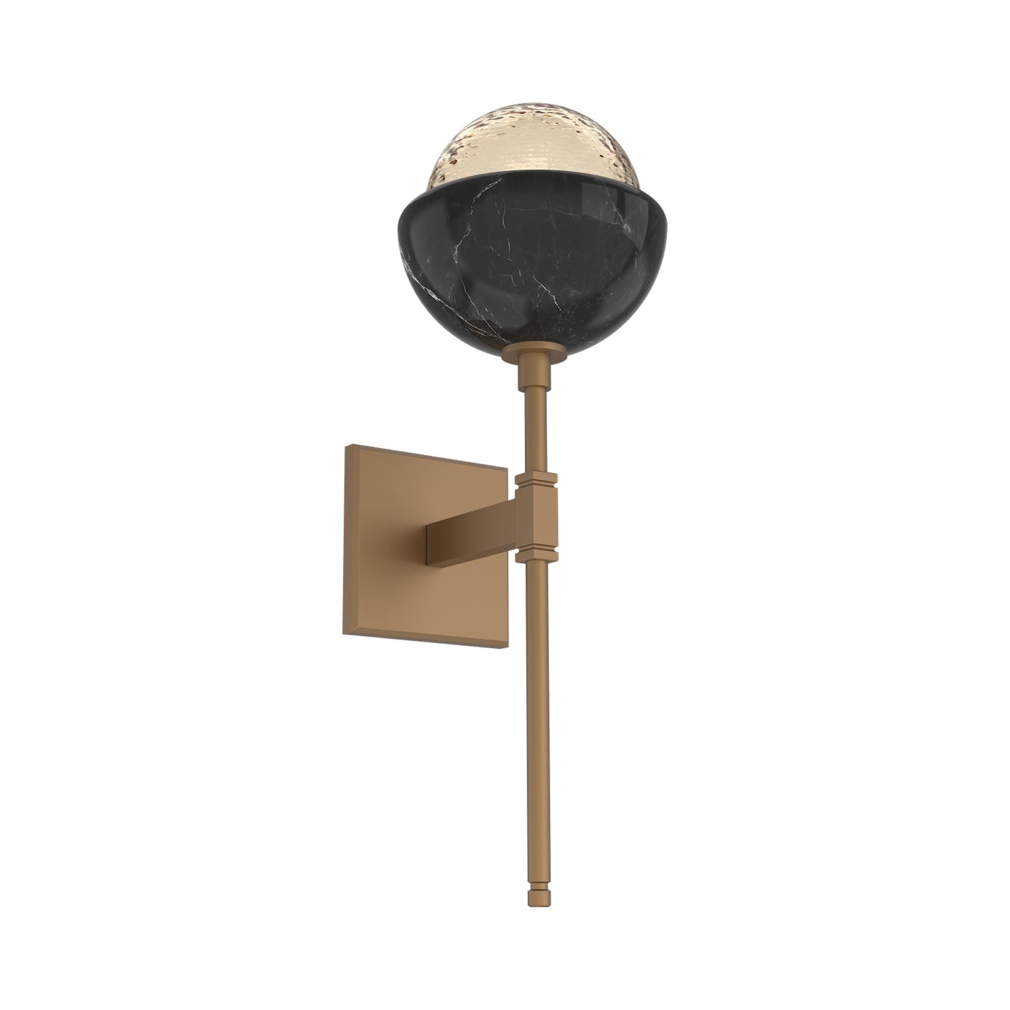 Cabochon Belvedere LED Wall Light in Novel Brass/Amber Blown Glass (Black Marble).
