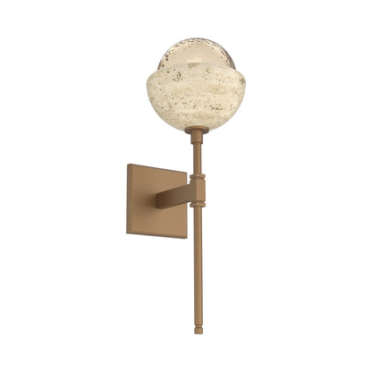 Cabochon Belvedere LED Wall Light in Novel Brass/Amber Blown Glass (Travertine).