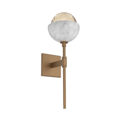 Cabochon Belvedere LED Wall Light in Novel Brass/Amber Blown Glass (White Marble).