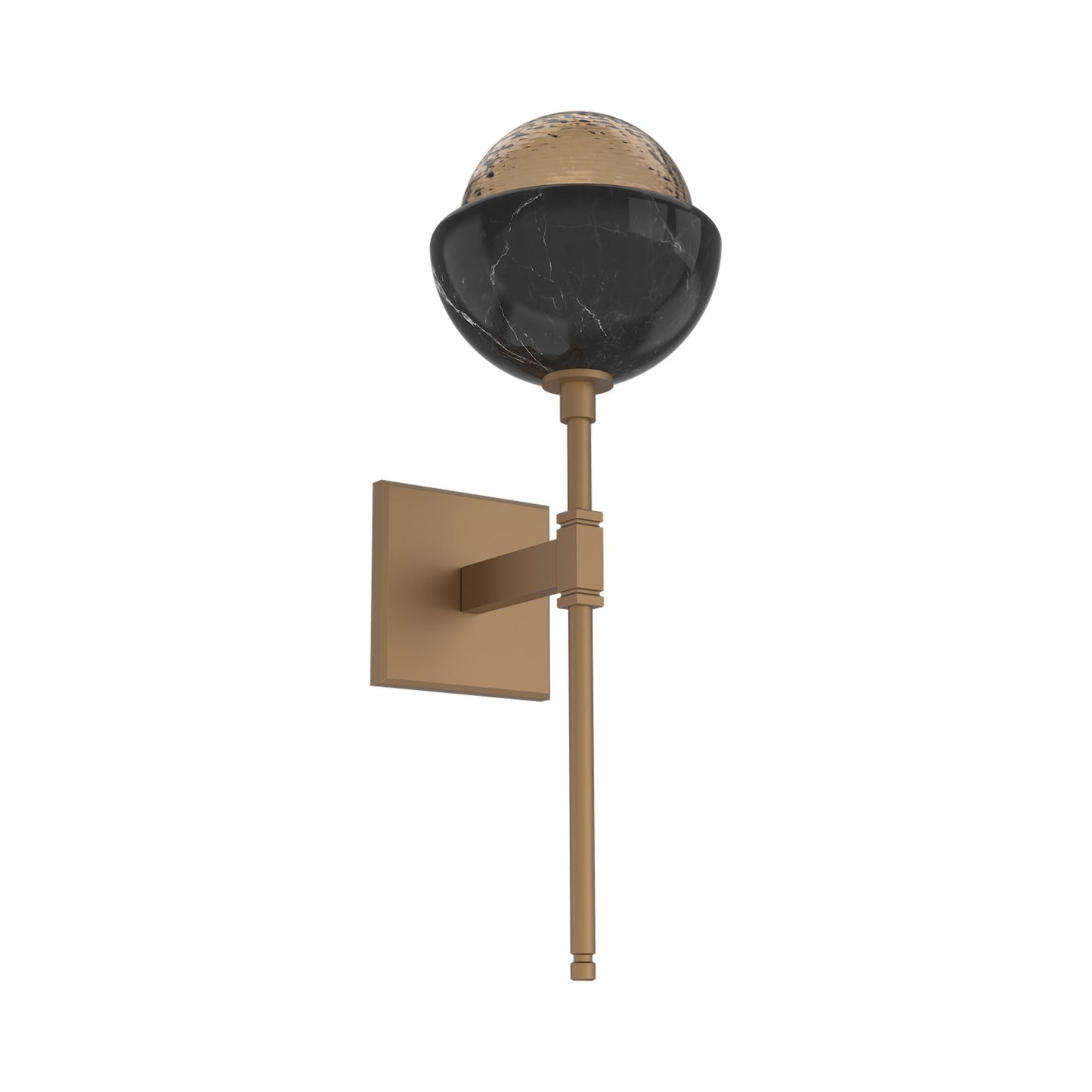 Cabochon Belvedere LED Wall Light in Novel Brass/Bronze Blown Glass (Black Marble).