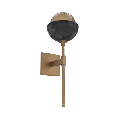 Cabochon Belvedere LED Wall Light in Novel Brass/Bronze Blown Glass (Black Marble).