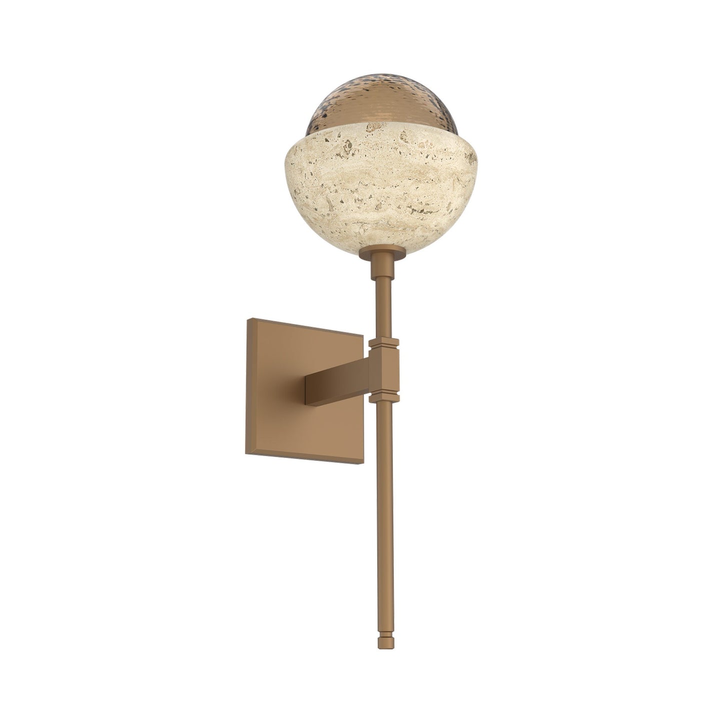 Cabochon Belvedere LED Wall Light in Novel Brass/Bronze Blown Glass (Travertine).