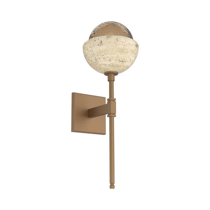 Cabochon Belvedere LED Wall Light in Novel Brass/Bronze Blown Glass (Travertine).