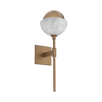 Cabochon Belvedere LED Wall Light in Novel Brass/Bronze Blown Glass (White Marble).