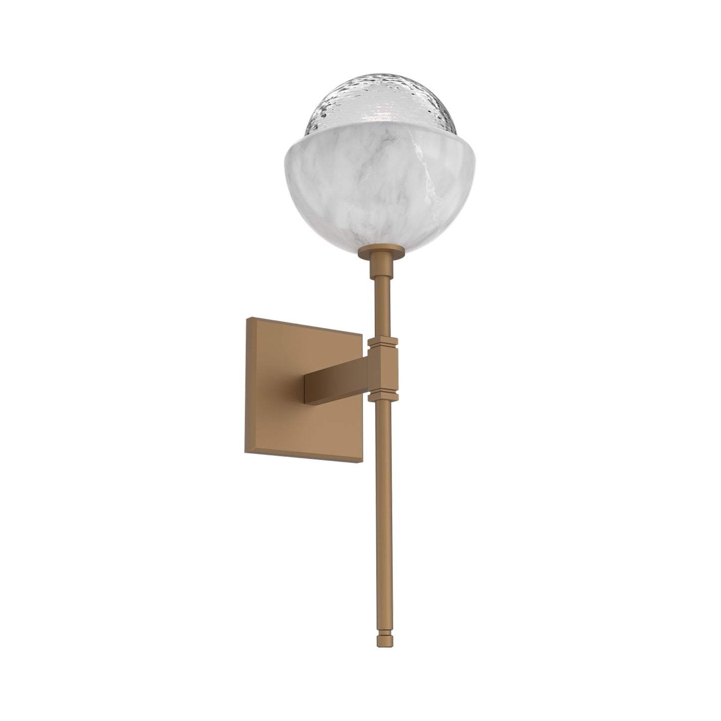 Cabochon Belvedere LED Wall Light in Novel Brass/Clear Blown Glass (White Marble).