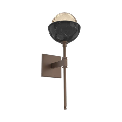 Cabochon Belvedere LED Wall Light in Burnished Bronze/Amber Blown Glass (Black Marble).