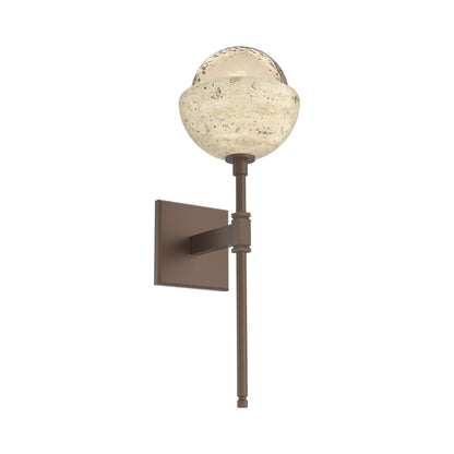 Cabochon Belvedere LED Wall Light in Burnished Bronze/Amber Blown Glass (Travertine).