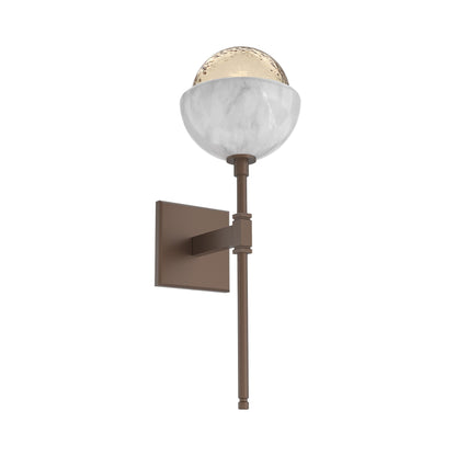 Cabochon Belvedere LED Wall Light in Burnished Bronze/Amber Blown Glass (White Marble).