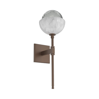 Cabochon Belvedere LED Wall Light in Burnished Bronze/Smoke Blown Glass (White Marble).